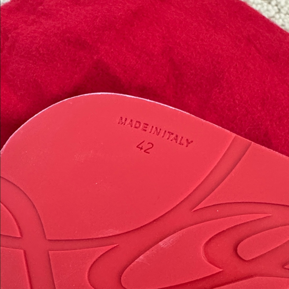 NWT-Christian Louboutin Red Flip Flops with Silver Studs - Picture 5 of 5